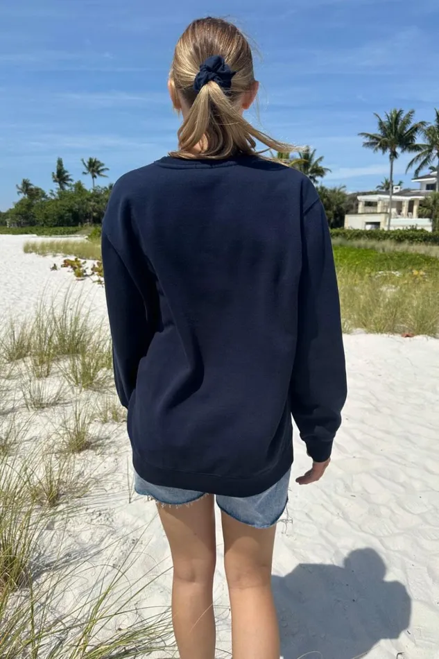 Erica 84 Sweatshirt Classic Navy Women Brandy Melville Sweatpants and Sweatshirts