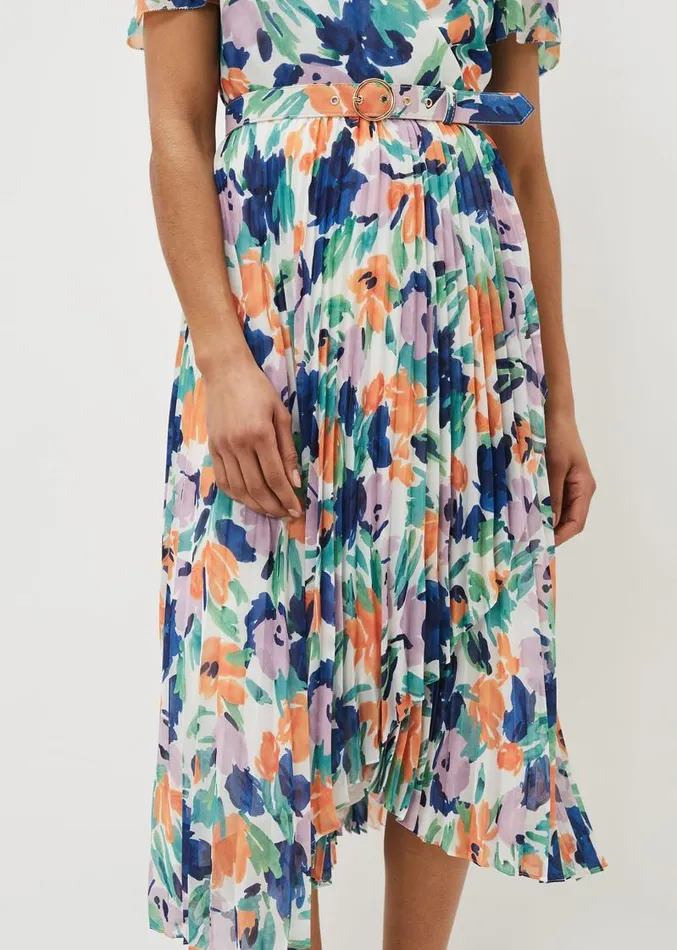 Essie Floral Pleated Midi Dress Multicoloured Women Phase Eight Dresses