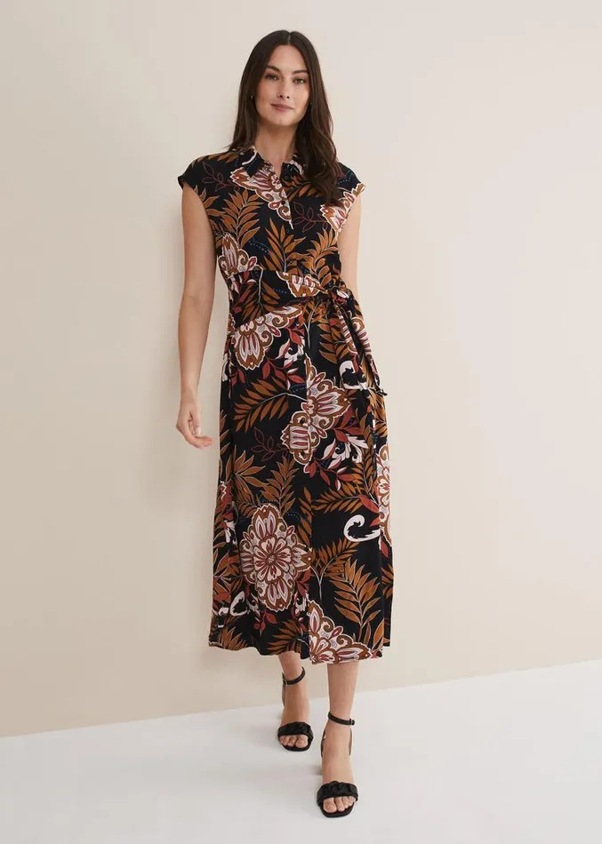 Estelle Paisley Tie Waist Dress Blackmulti Women Phase Eight Dresses