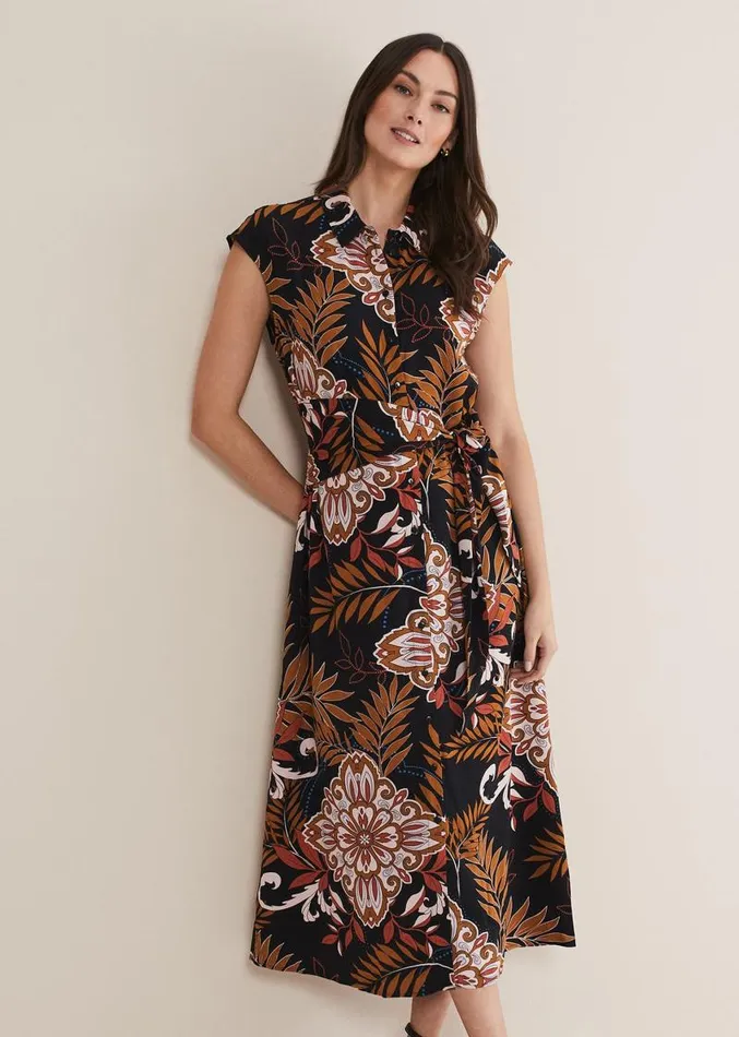 Estelle Paisley Tie Waist Dress Blackmulti Women Phase Eight Dresses