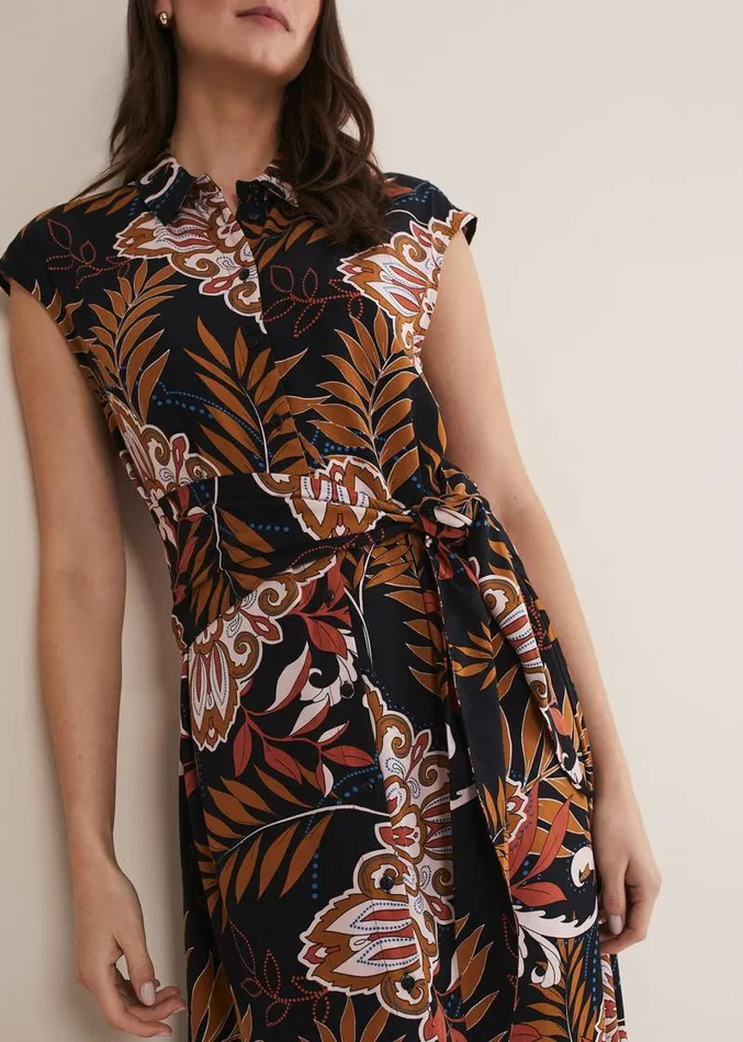 Estelle Paisley Tie Waist Dress Blackmulti Women Phase Eight Dresses