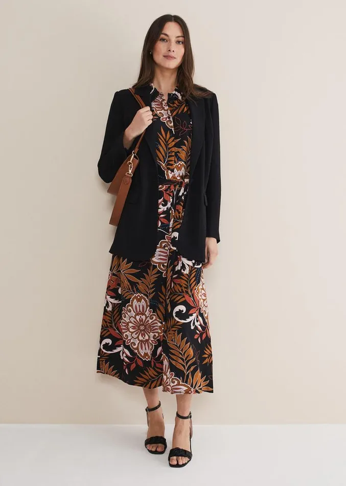 Estelle Paisley Tie Waist Dress Blackmulti Women Phase Eight Dresses