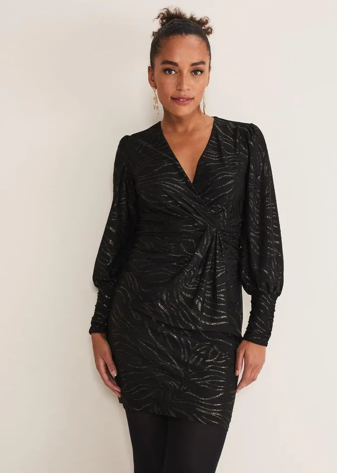 Eve Shimmer Jersey Dress Blackgold Women Phase Eight Dresses