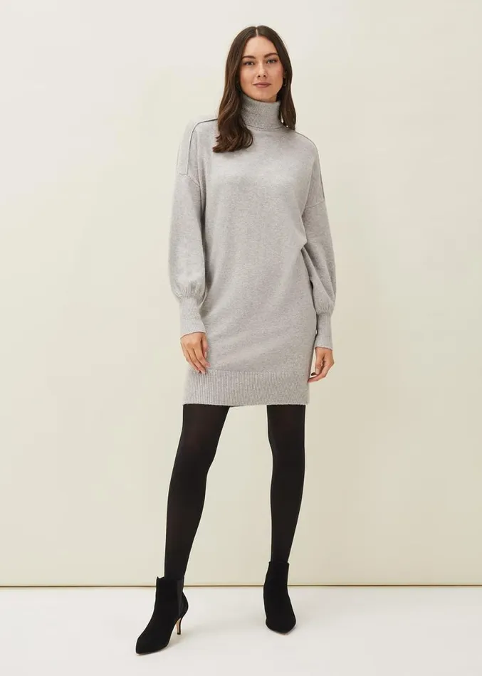 Eveleen Knit Dress Pale Grey Women Phase Eight Knitwear