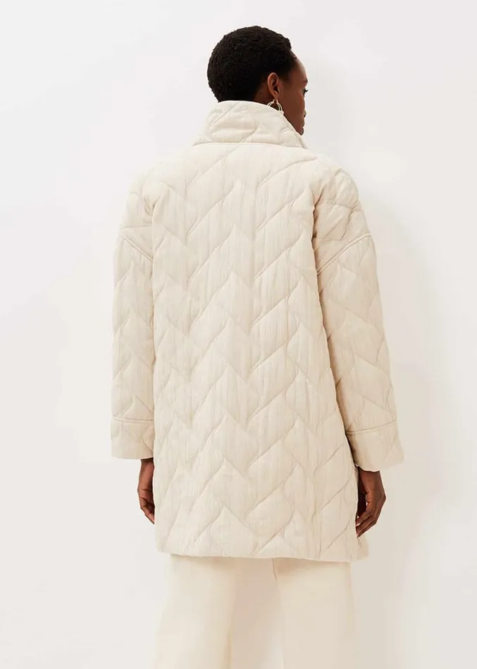 Fae Textured Quilted Longline Coat Ecru Women Phase Eight Coats