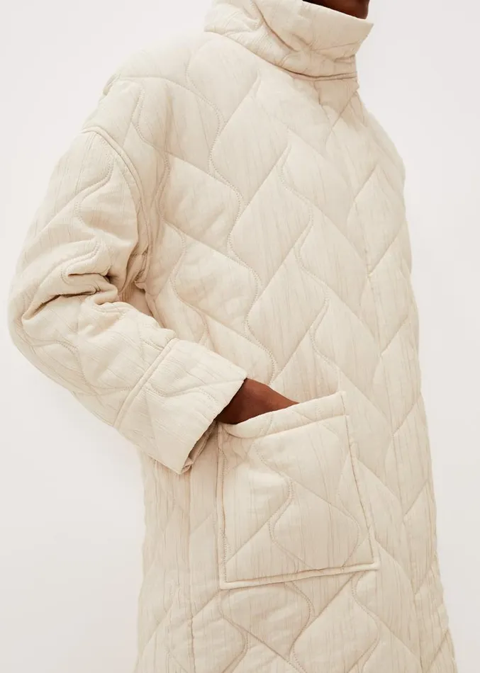 Fae Textured Quilted Longline Coat Ecru Women Phase Eight Coats