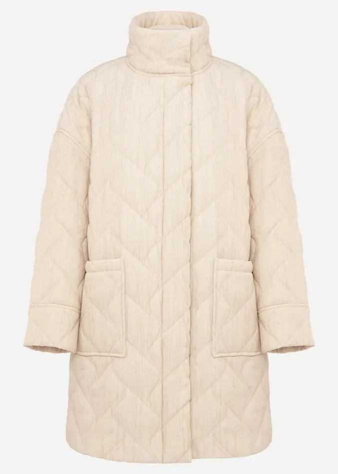 Fae Textured Quilted Longline Coat Ecru Women Phase Eight Coats