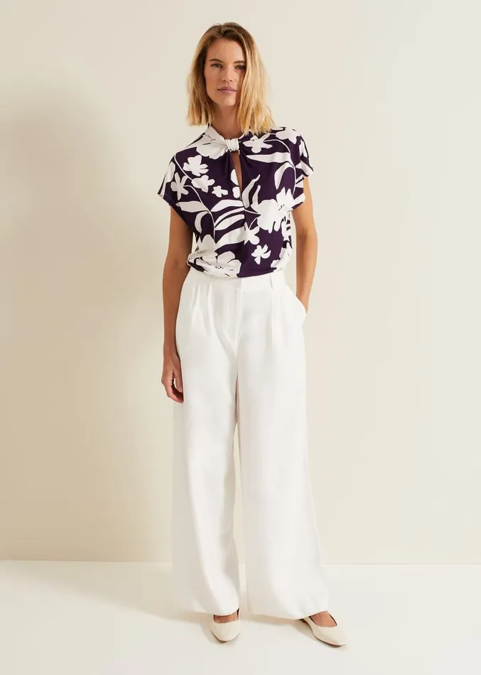 Farley Floral Twist Neck Top Purple Women Phase Eight Tops and TShirts