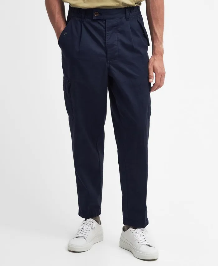 Faulkner Tapered Cargo Trousers Classic Navy Men Barbour Trousers and Shorts
