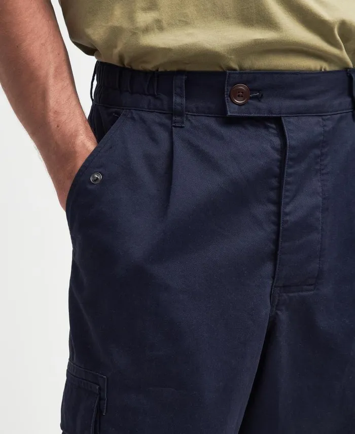 Faulkner Tapered Cargo Trousers Classic Navy Men Barbour Trousers and Shorts