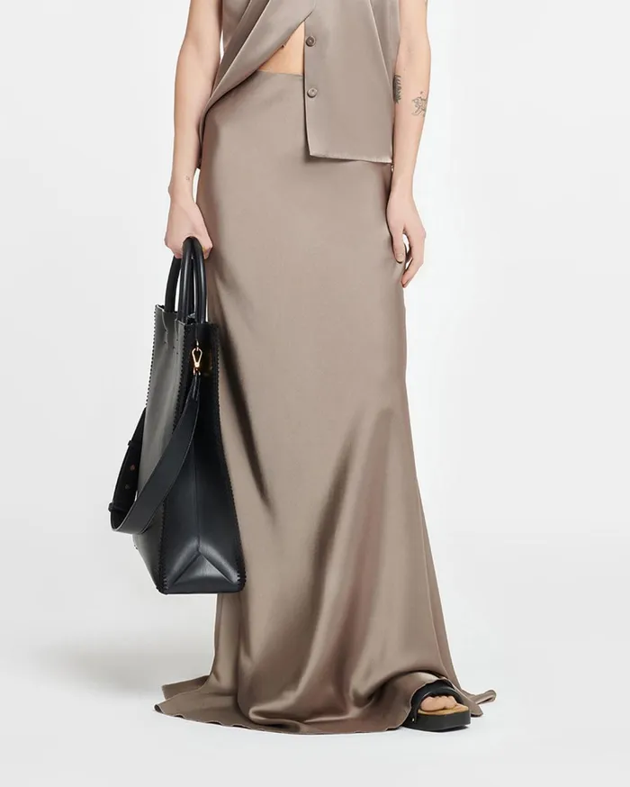 Fea Slip Satin Maxi Skirt Clay Women Nanushka Bottoms