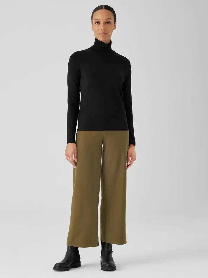 Fine Jersey Scrunch Neck Top Black Women Eileen Fisher Tops and Tees