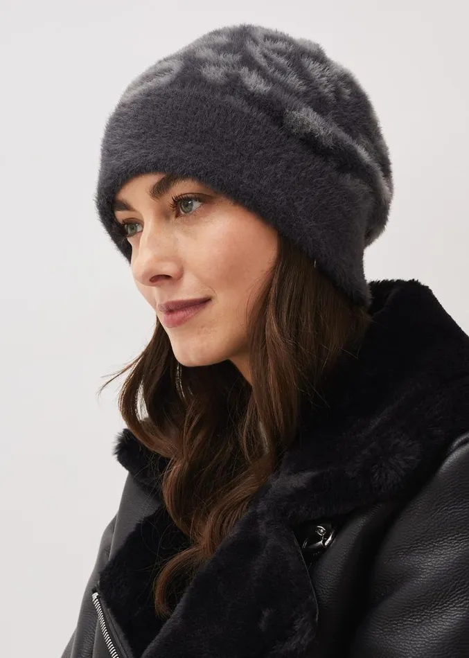 Fiona Leopard Fluffy Hat Charcoal Women Phase Eight Fascinators and Hats
