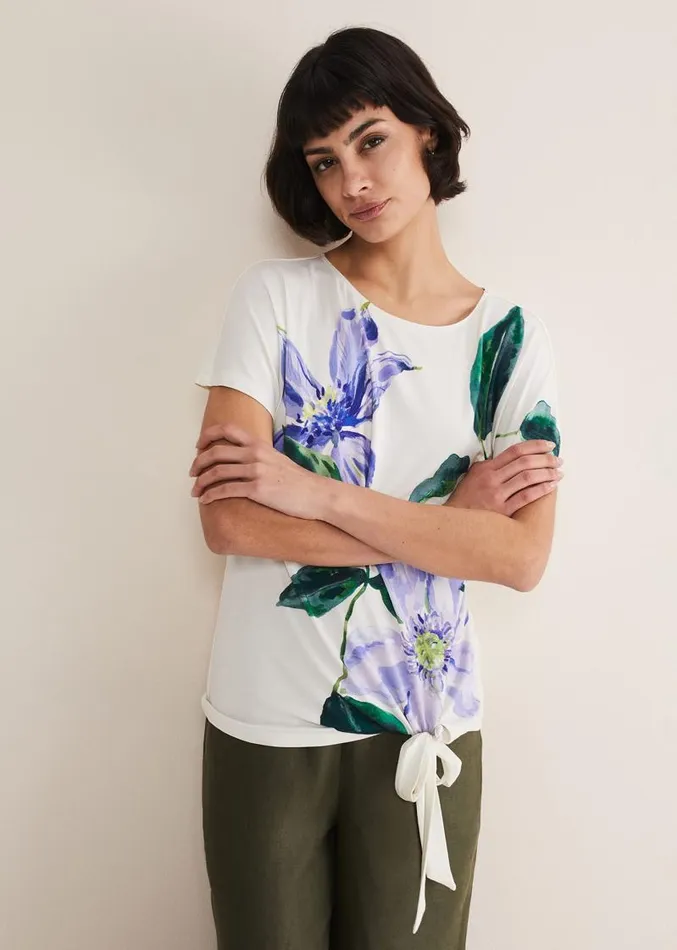 Fiorella Tie Front Top Ivory Women Phase Eight Shirts and Blouses