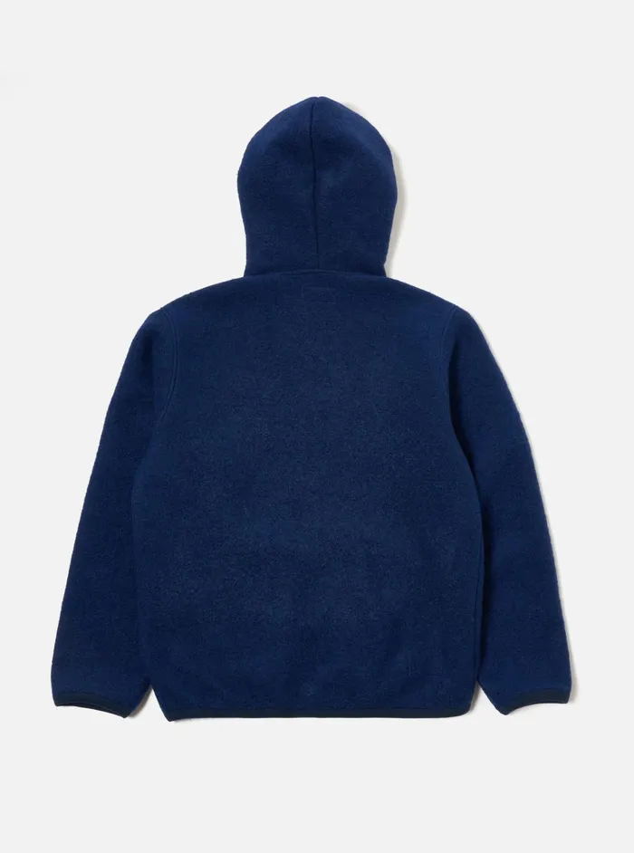 Fleece Men Universal Works Universal Works Travel Hoodie In Indigo Wool Fleece