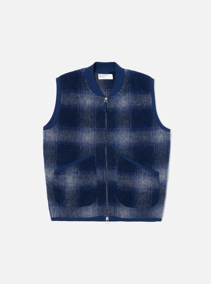 Fleece Men Universal Works Universal Works Zip Waistcoat In NavyGrey Fresco Fleece