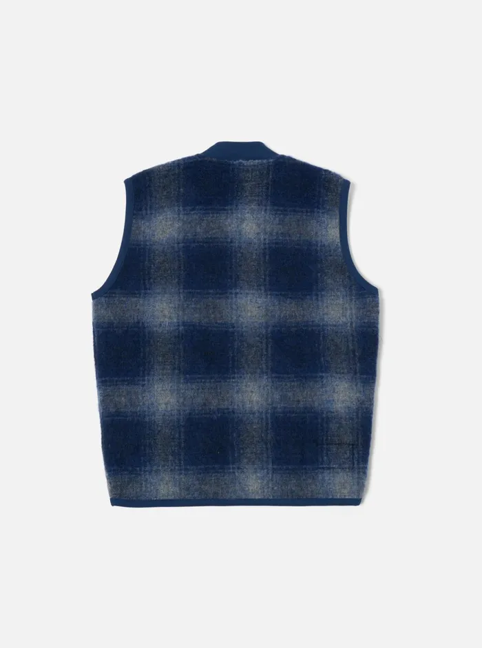 Fleece Men Universal Works Universal Works Zip Waistcoat In NavyGrey Fresco Fleece