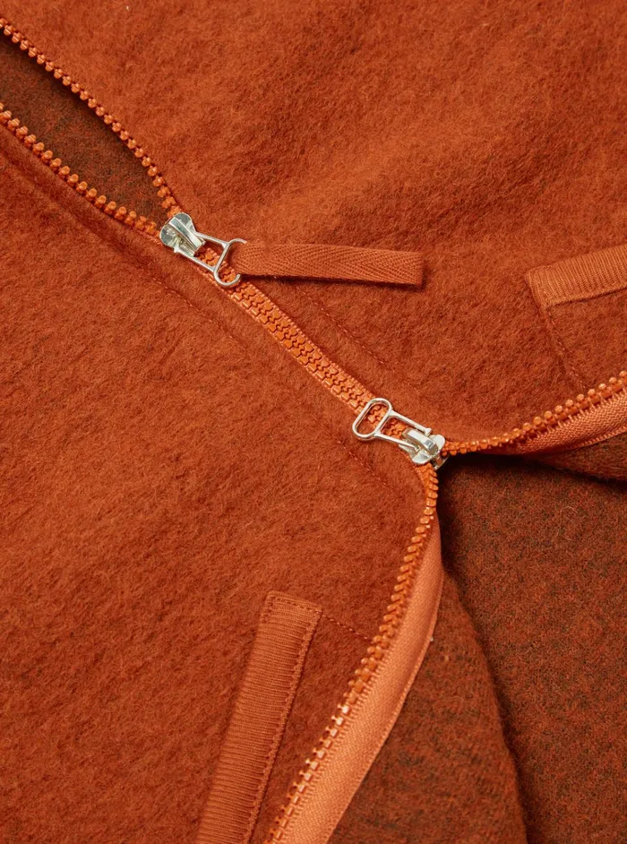 Fleece Men Universal Works Universal Works Zip Waistcoat In Orange Wool Fleece