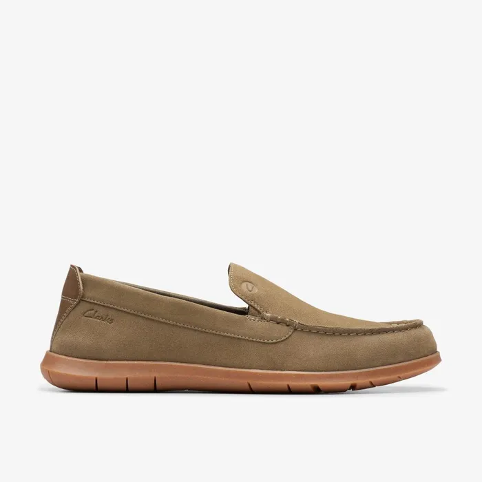 Flexway Step Olive Suede Men Clarks Loafers and Slip Ons