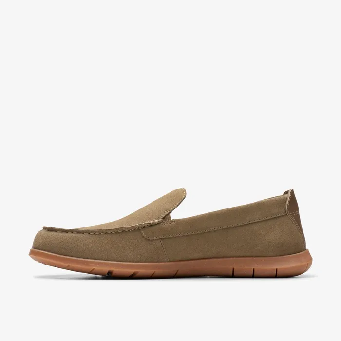 Flexway Step Olive Suede Men Clarks Loafers and Slip Ons