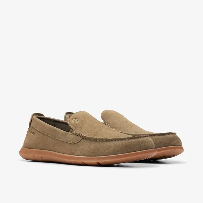 Flexway Step Olive Suede Men Clarks Loafers and Slip Ons
