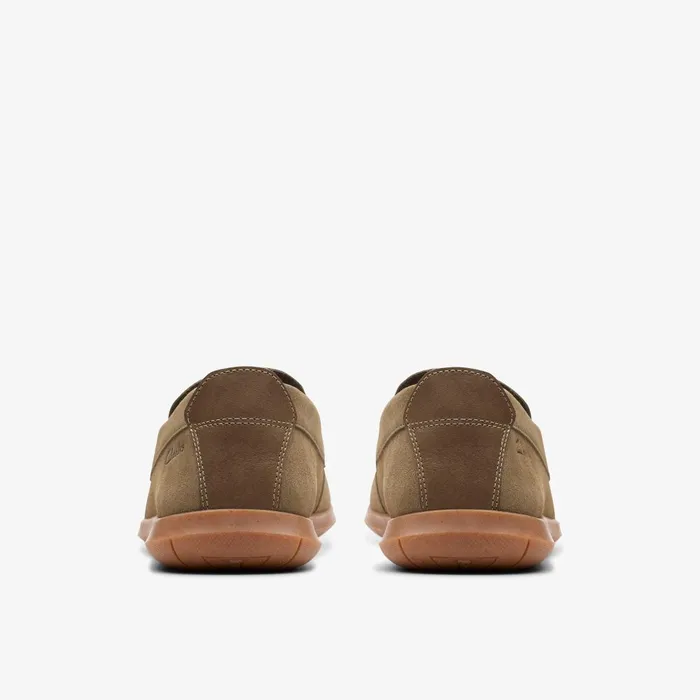 Flexway Step Olive Suede Men Clarks Loafers and Slip Ons
