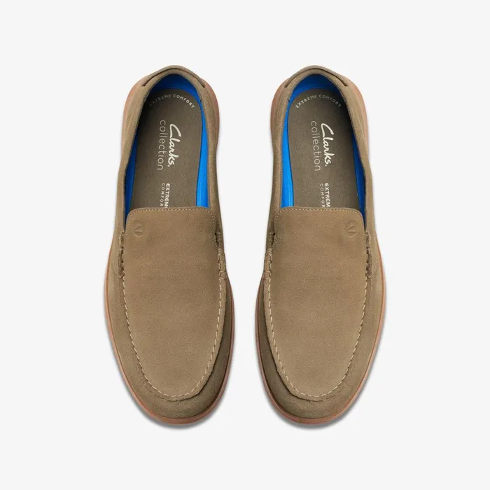 Flexway Step Olive Suede Men Clarks Loafers and Slip Ons
