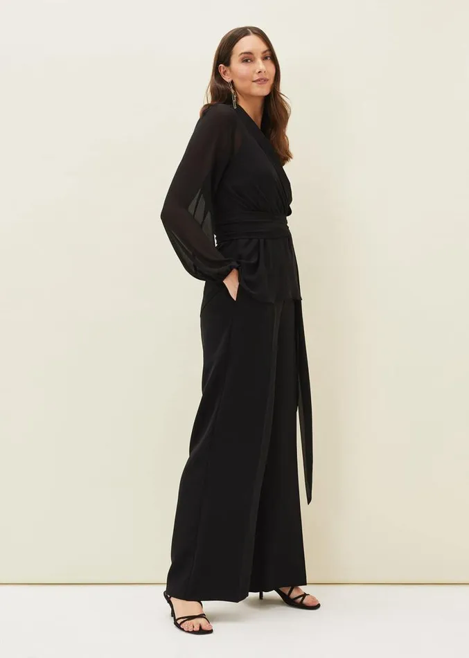 Florentine SemiSheer Wrap Top Black Women Phase Eight Shirts and Blouses
