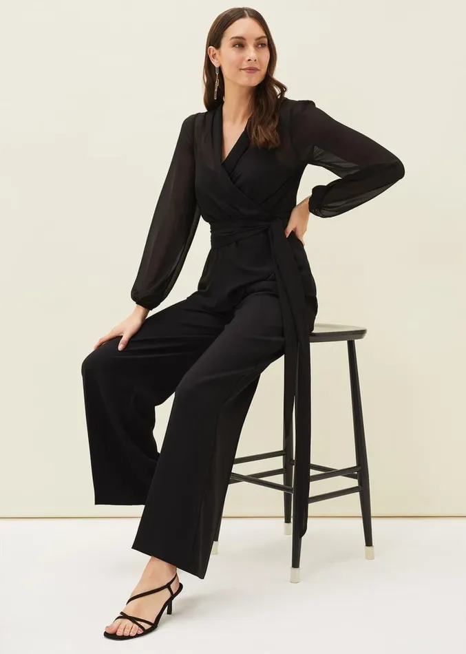Florentine SemiSheer Wrap Top Black Women Phase Eight Shirts and Blouses