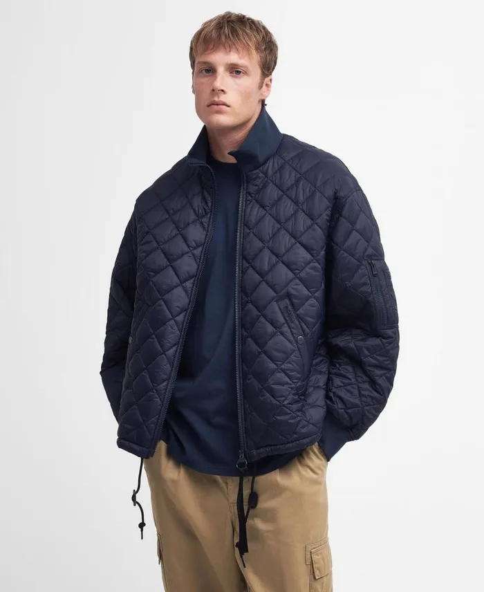 Flyer Field Quilted Jacket Classic Navy Men Barbour Quilted Jackets