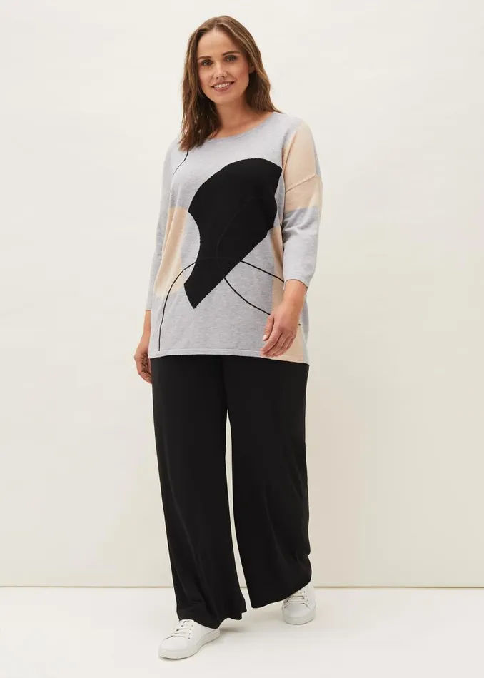Francis Abstract Print Knit Jumper Grey Multi Women Phase Eight Knitwear