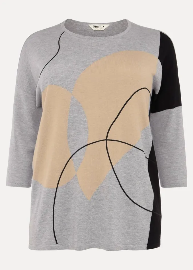 Francis Abstract Print Knit Jumper Grey Multi Women Phase Eight Knitwear
