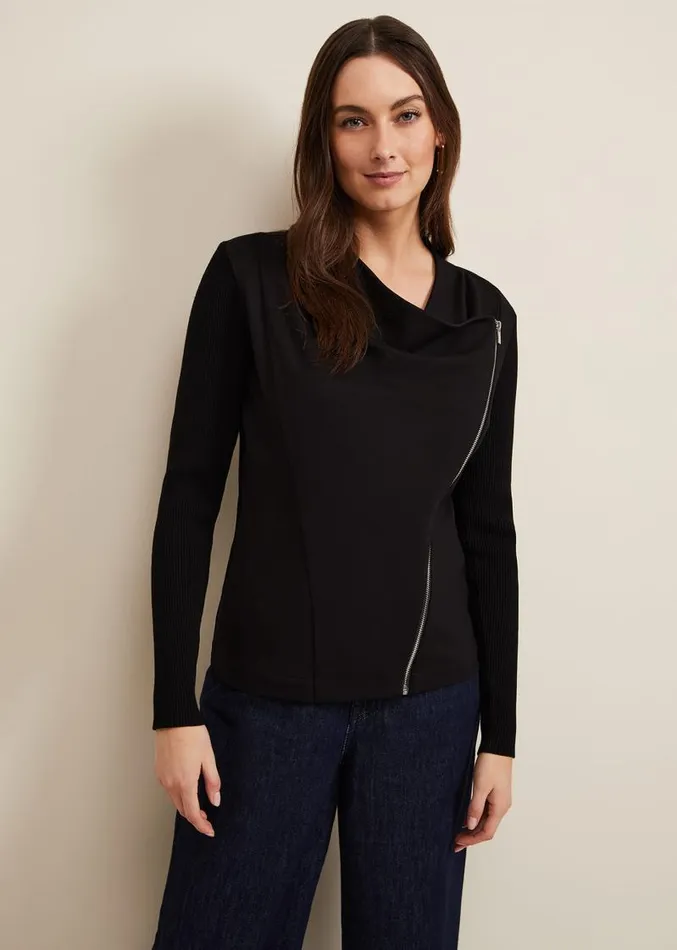 Frankie Knit Jacket Black Women Phase Eight Knitwear