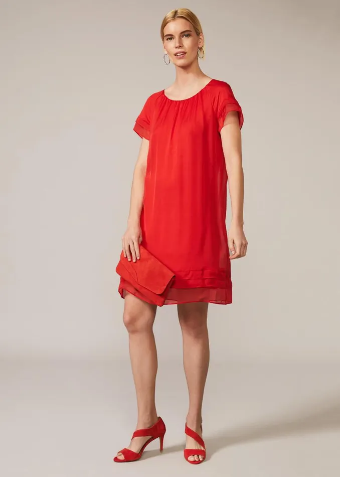 Freesia Silk Dress Tango Red Women Phase Eight Dresses