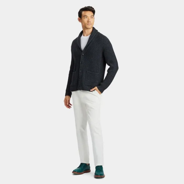 GFORE CASHMERE BLEND SHAWL COLLAR CARDIGAN Heather Grey Men Sweaters
