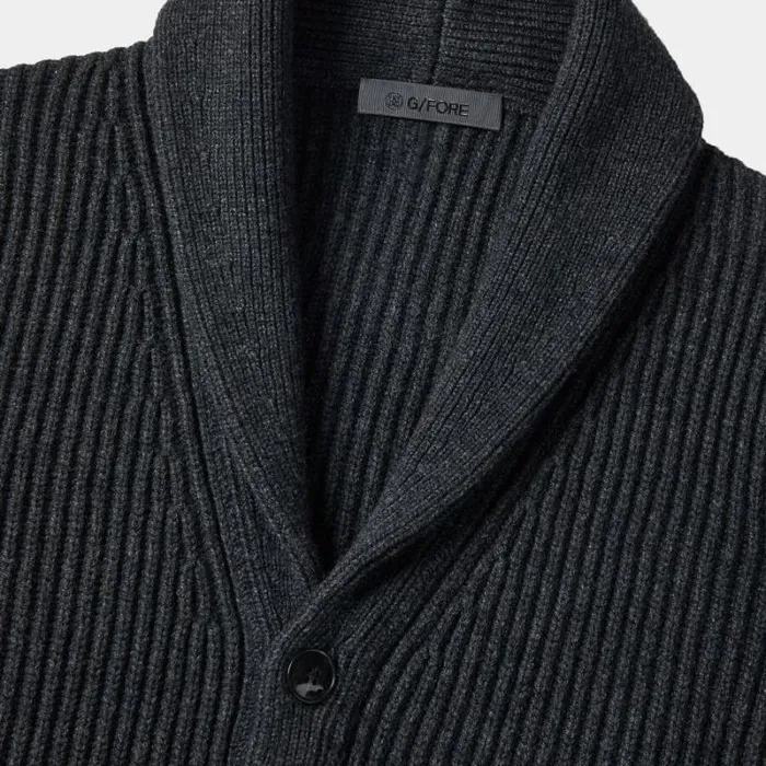 GFORE CASHMERE BLEND SHAWL COLLAR CARDIGAN Heather Grey Men Sweaters