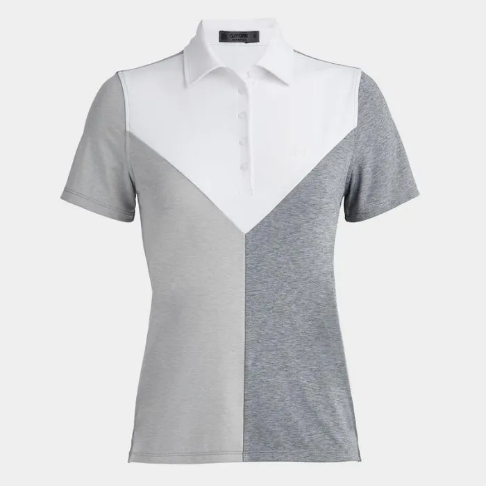 GFORE COLOUR BLOCK V MLANGE TECH JERSEY POLO Snow Women Polos