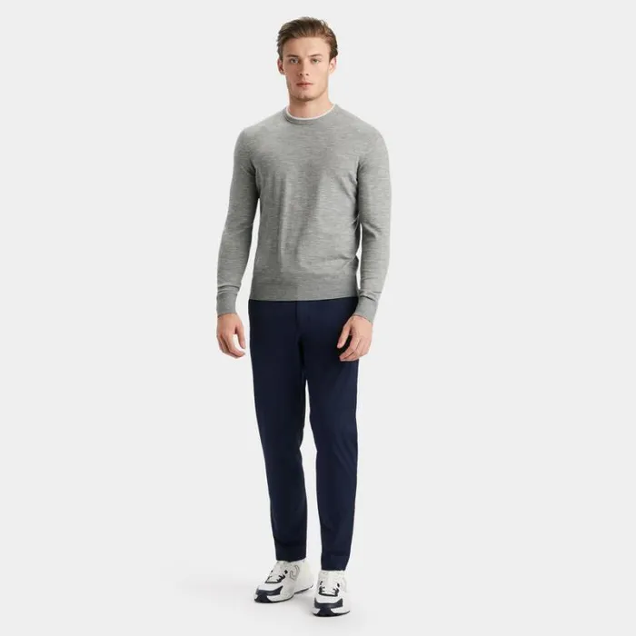 GFORE CONTRAST MERINO WOOL BLEND CREWNECK SWEATER Heather Grey Men Sweaters