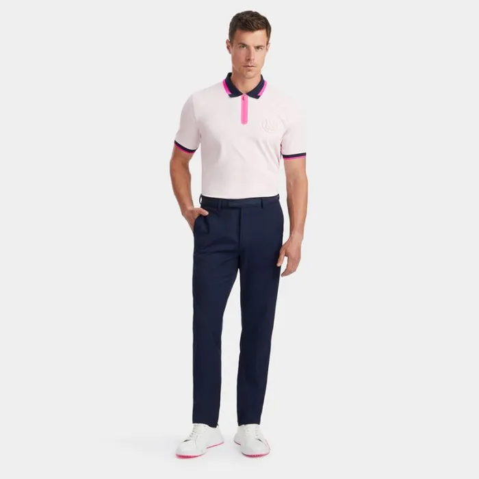 GFORE EMBOSSED LOGO BANDED SLEEVE QUARTER ZIP TECH PIQU POLO Cameo Men Polos and Shirts