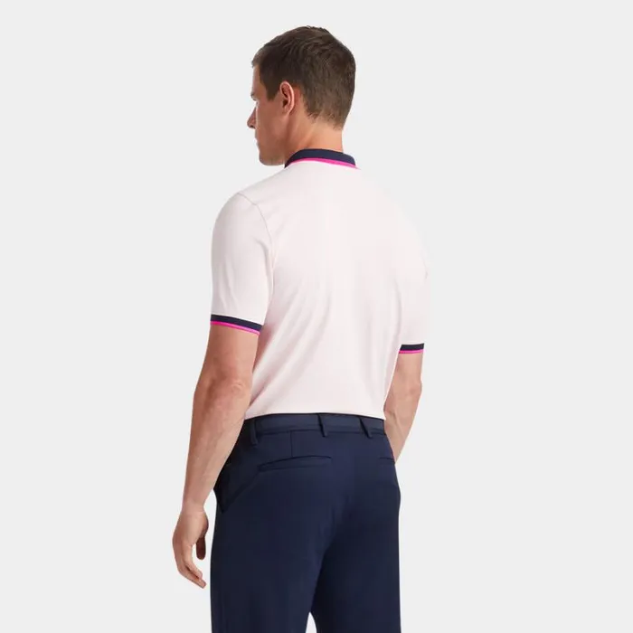 GFORE EMBOSSED LOGO BANDED SLEEVE QUARTER ZIP TECH PIQU POLO Cameo Men Polos and Shirts