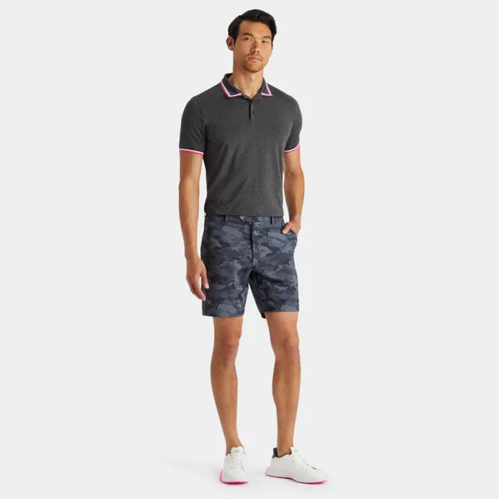 GFORE MLANGE BANDED SLEEVE TECH JERSEY POLO Charcoal Heather Grey Men Polos and Shirts