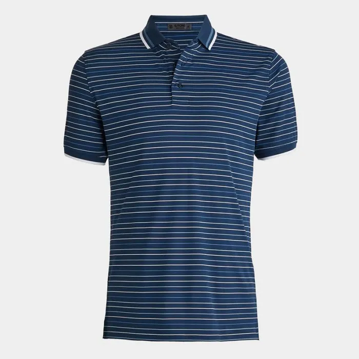 GFORE MULTI STRIPE BANDED SLEEVE TECH PIQU POLO Ink Men Polos and Shirts