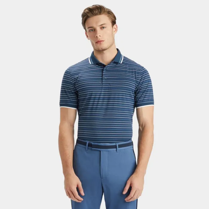 GFORE MULTI STRIPE BANDED SLEEVE TECH PIQU POLO Ink Men Polos and Shirts