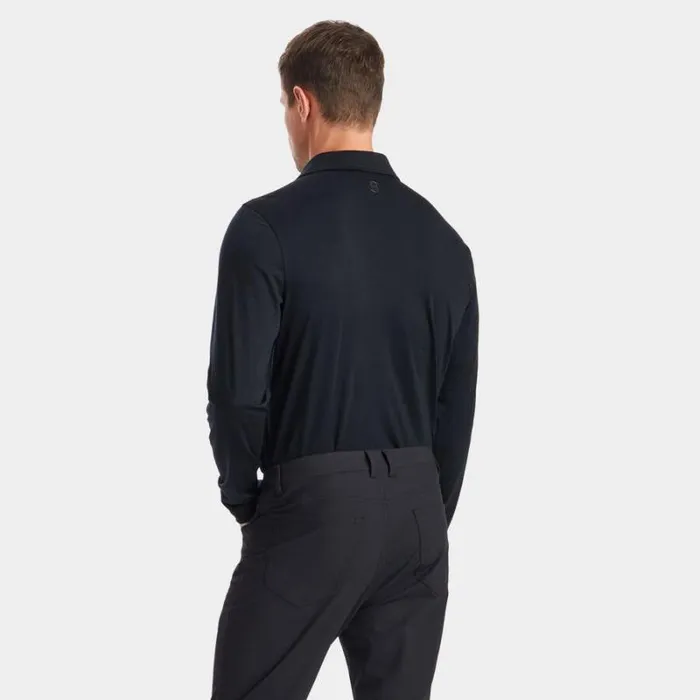 GFORE TECHNICAL PERFORMANCE FINE WOOL MODERN SPREAD COLLAR LONG SLEEVE POLO Onyx Men Polos and Shirts