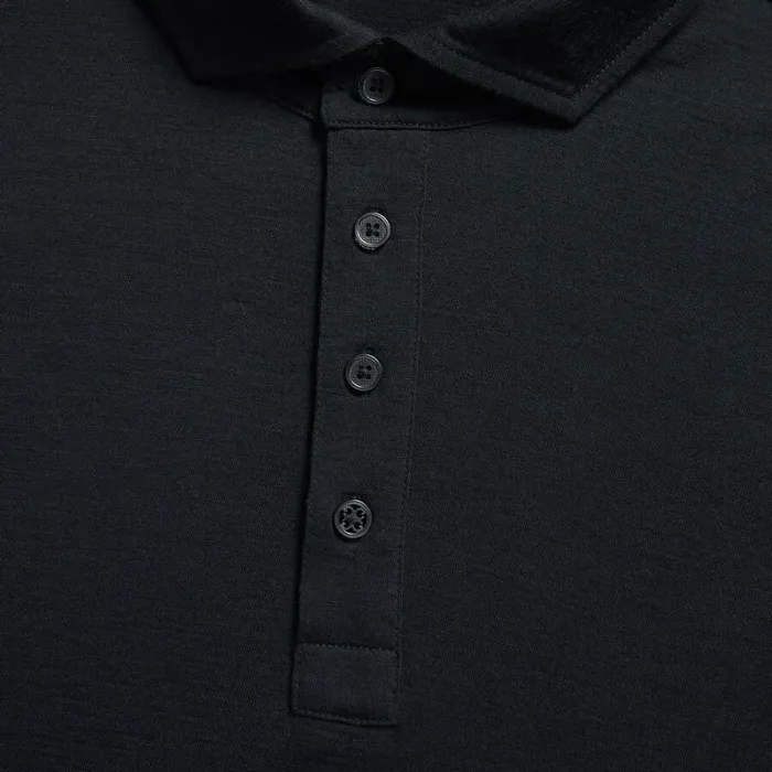 GFORE TECHNICAL PERFORMANCE FINE WOOL MODERN SPREAD COLLAR LONG SLEEVE POLO Onyx Men Polos and Shirts