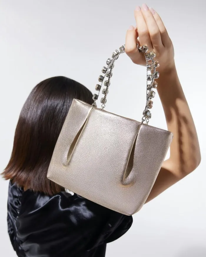 Galactic Crystal Mini Tote Gold Women Aquazzura Mini Bags Galactic Crystal Mini Tote Gold Women Aquazzura Mini Bags