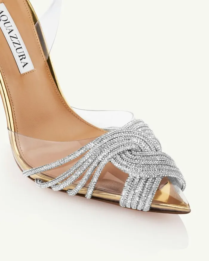Gatsby Plexi Sling 105 Gold Women Aquazzura Pumps Gatsby Plexi Sling 105 Gold Women Aquazzura Pumps