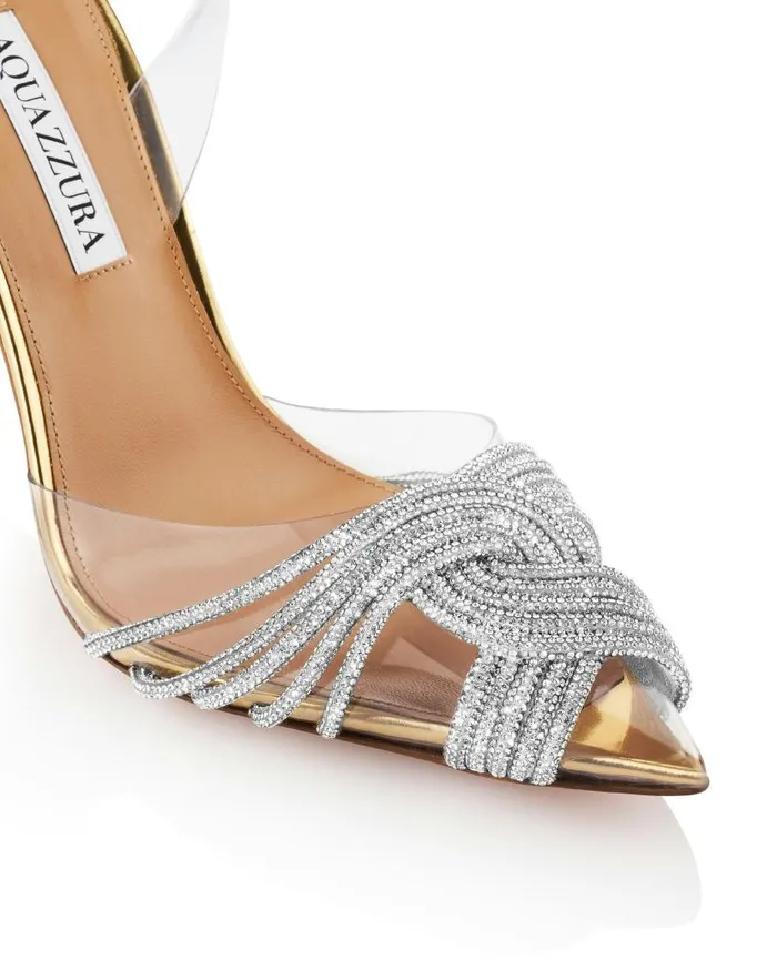 Gatsby Plexi Sling 105 Gold Women Aquazzura Pumps Gatsby Plexi Sling 105 Gold Women Aquazzura Pumps