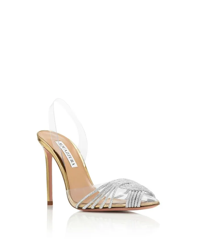 Gatsby Plexi Sling 105 Gold Women Aquazzura Pumps Gatsby Plexi Sling 105 Gold Women Aquazzura Pumps