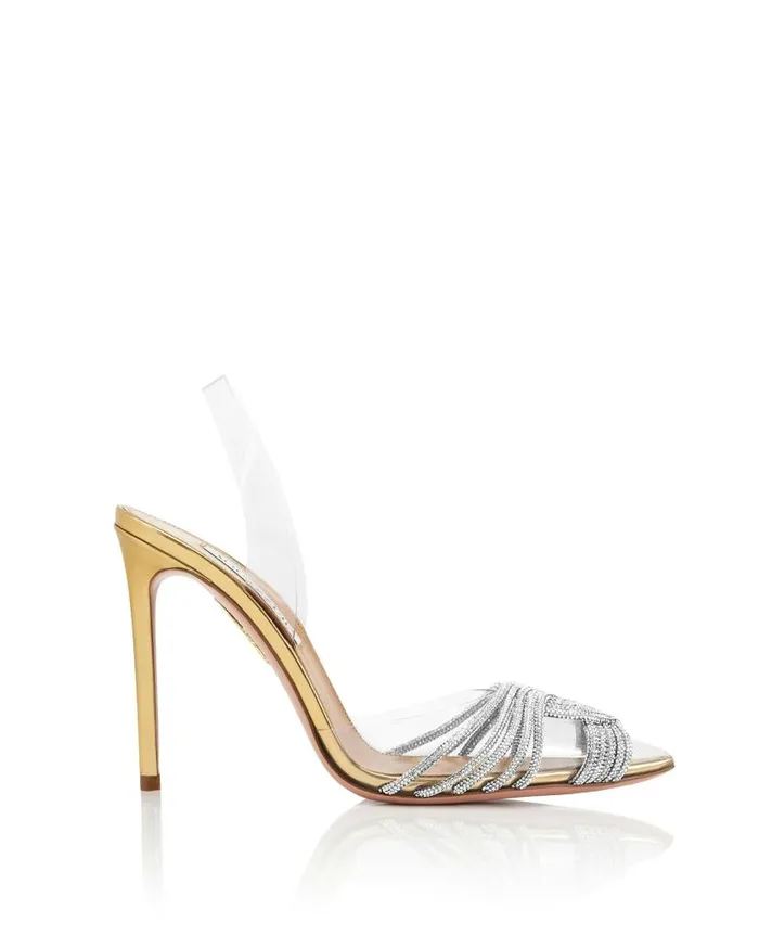 Gatsby Plexi Sling 105 Gold Women Aquazzura Pumps Gatsby Plexi Sling 105 Gold Women Aquazzura Pumps